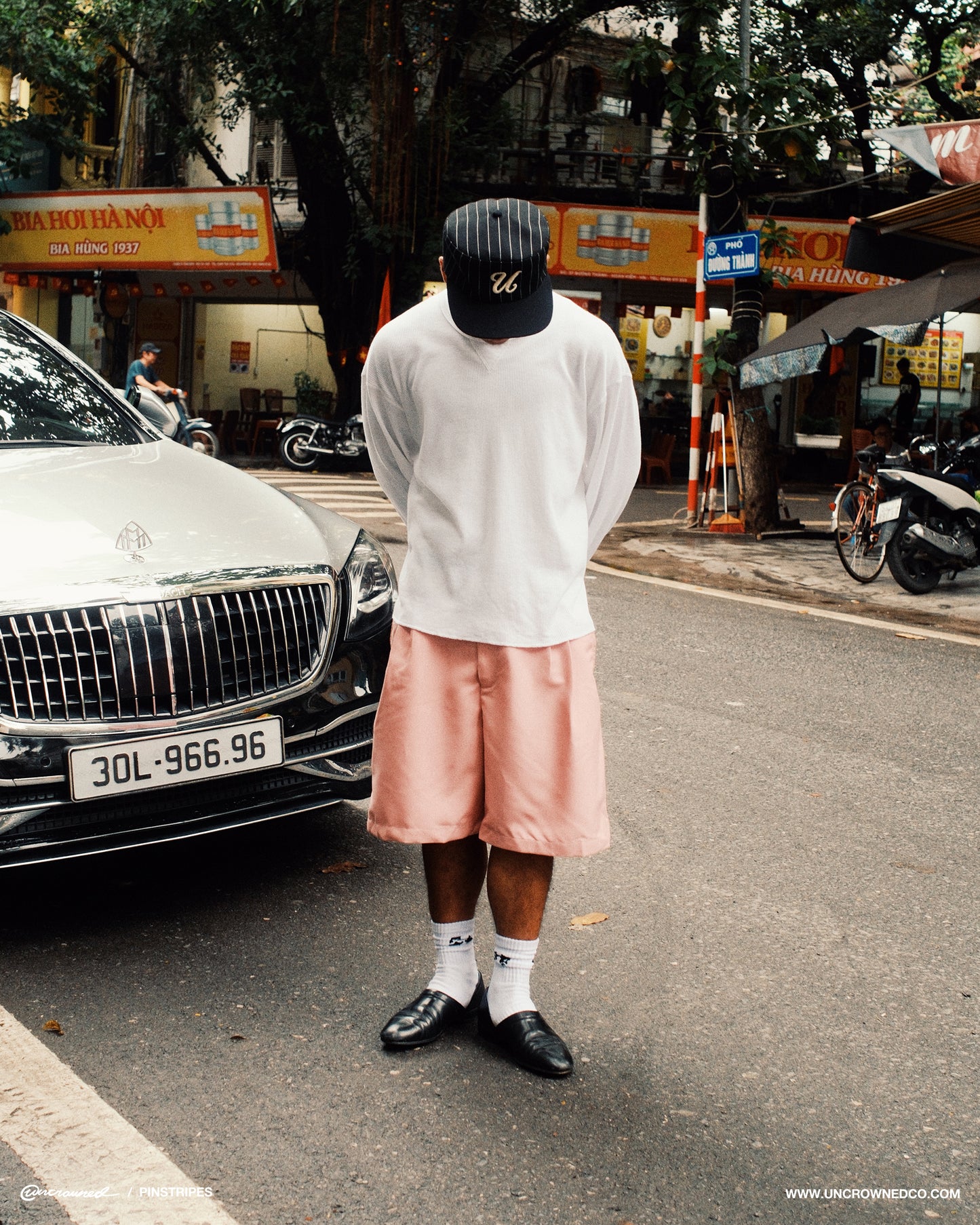 PILLBOX HAT - PINSTRIPES (BLACK)