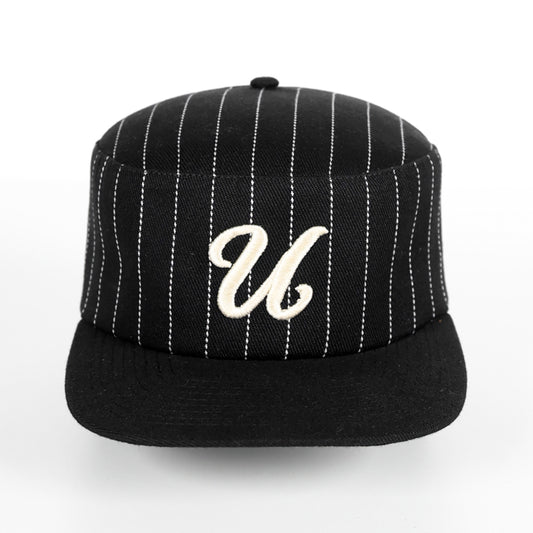 PILLBOX HAT - PINSTRIPES (BLACK)