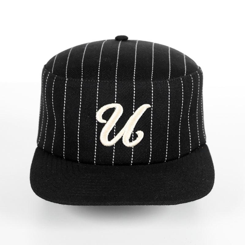PILLBOX HAT - PINSTRIPES (BLACK)