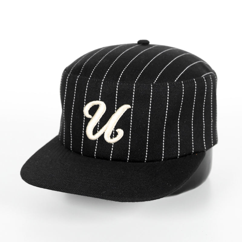 PILLBOX HAT - PINSTRIPES (BLACK)