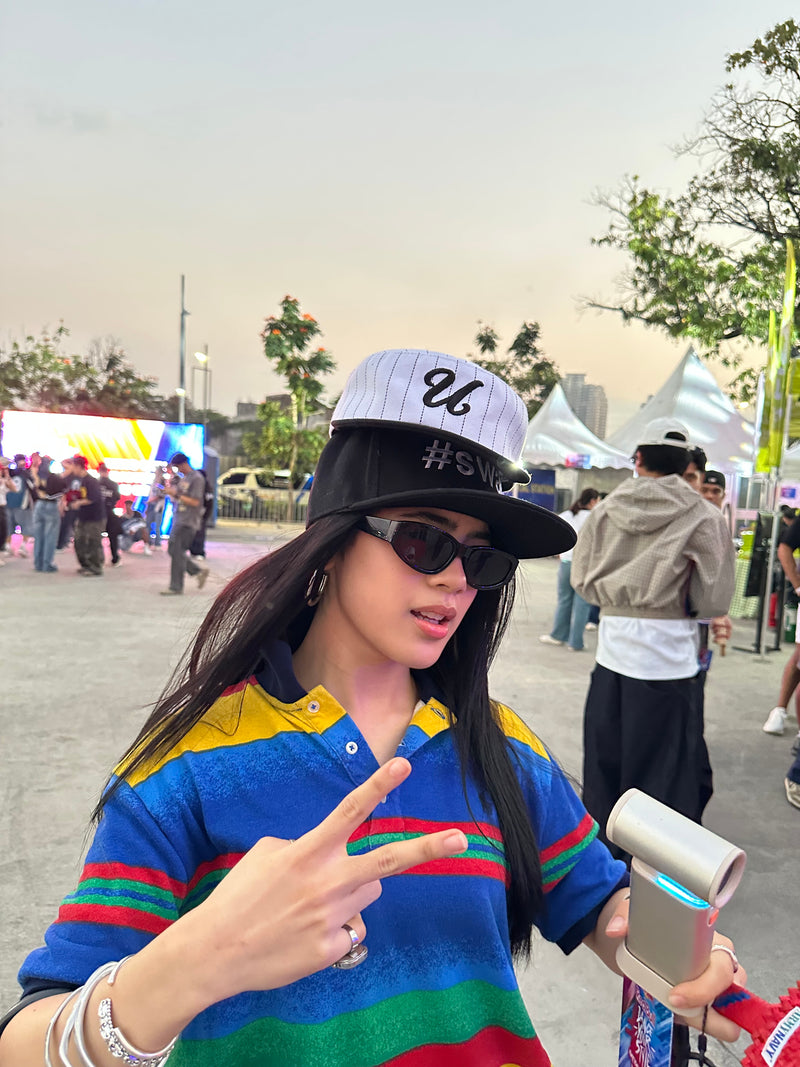 PILLBOX HAT - PINSTRIPES (WHITE)