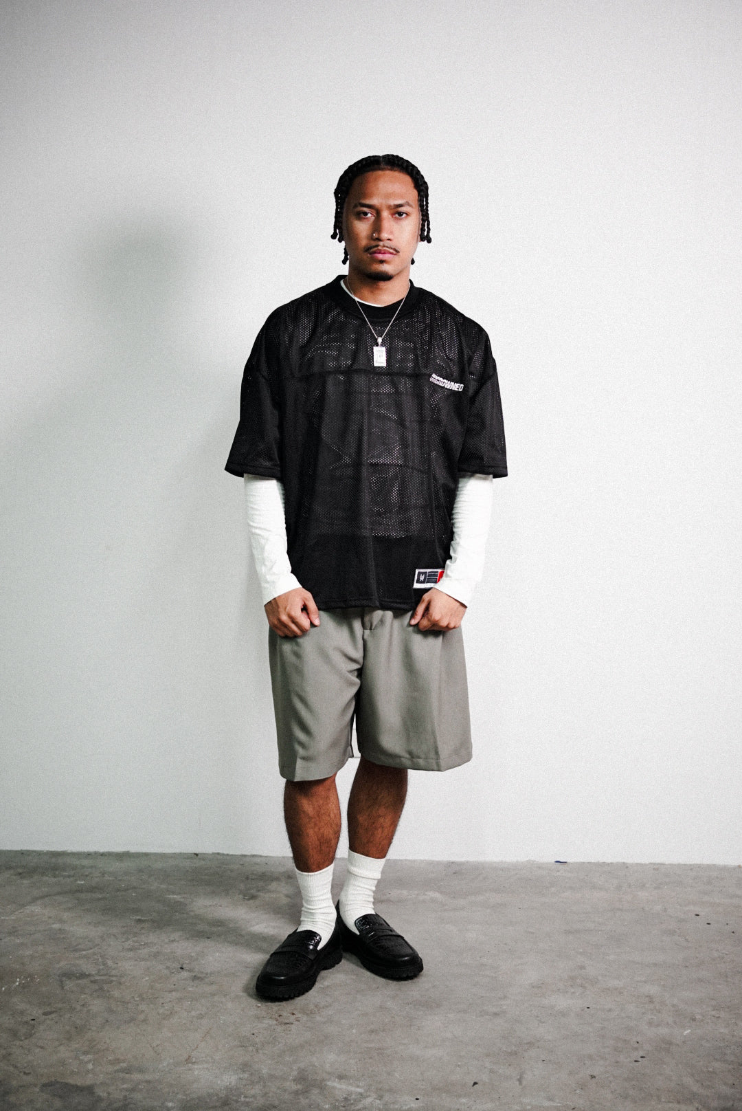 MESH SS JERSEY T - SHIRT - BLACK