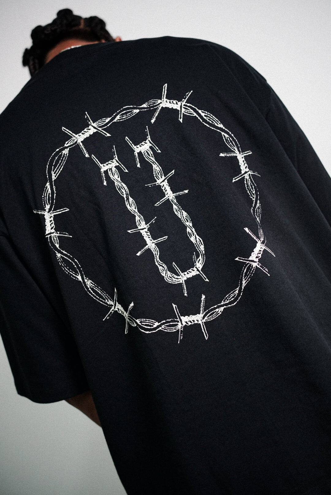 PREMIUM CREWNECK SHIRT™ - BARBED WIRE ARC - BLACK