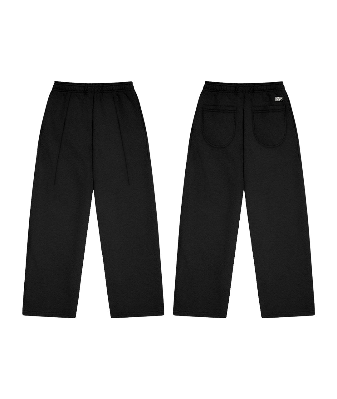 STRAIGHT LEG PLEATED SWEATS - BLACK