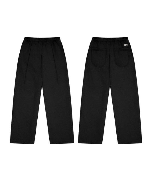 STRAIGHT LEG PLEATED SWEATS - BLACK
